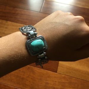 Silver Bracelet with Turquoise Stone